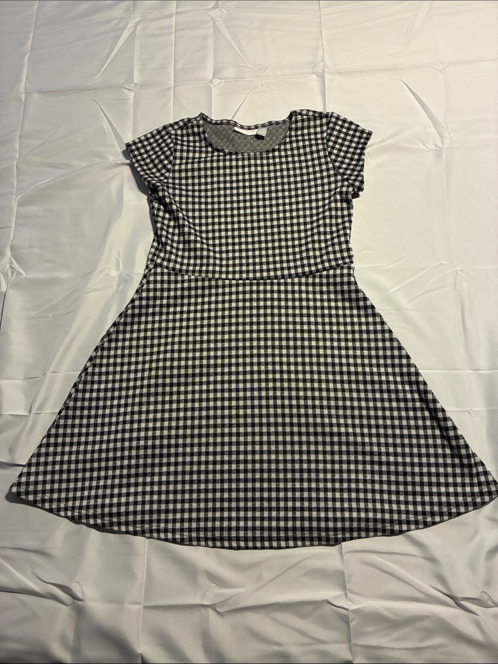 kd3 The Children’s Place Girls Black and White Gingham Fit-and-Flare Dress